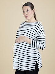 JoJo Maman Bébé Cream Stripe Tunic Maternity Top - Image 1 of 5