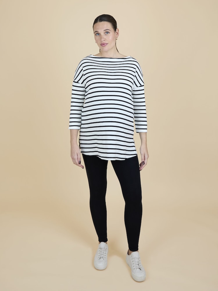 JoJo Maman Bébé Cream Stripe Tunic Maternity Top - Image 2 of 5 JoJo Maman Bébé Cream Stripe Tunic Maternity Top - Image 2 of 5