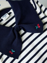 JoJo Maman Bébé Bow Collar Stripe Knitted Dress - Slika 4 iz 5