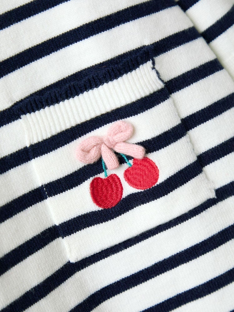 JoJo Maman Bébé Cream Stripe Bow Collar Stripe Knitted Dress - Image 5 of 5 JoJo Maman Bébé Cream Stripe Bow Collar Stripe Knitted Dress - Image 5 of 5