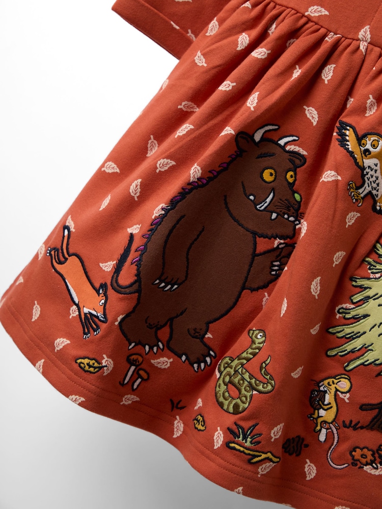JoJo Maman Bébé Rust Orange Gruffalo Appliqué Button Front Dress - Image 4 of 4 JoJo Maman Bébé Rust Orange Gruffalo Appliqué Button Front Dress - Image 4 of 4