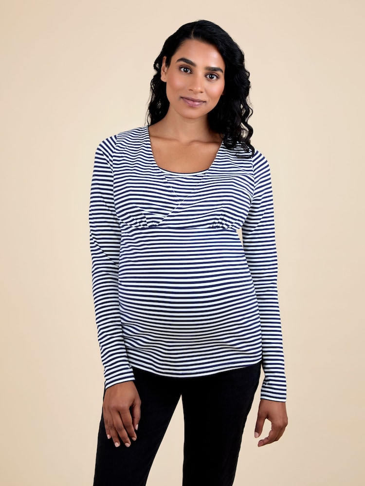 JoJo Maman Bébé Blue 2-Pack Maternity & Nursing Top - Image 1 of 5 JoJo Maman Bébé Blue 2-Pack Maternity & Nursing Top - Image 1 of 5