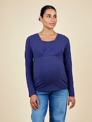 JoJo Maman Bébé Navy Ecru Stripe 2-Pack Maternity & Nursing Tops - Image 11 of 15