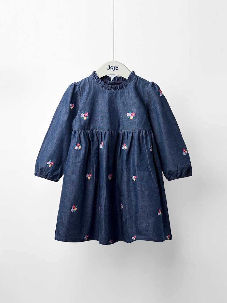 Jojo Maman Bébé Blue Woven Dress - Image 1 of 4