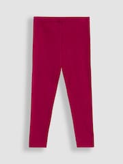 JoJo Maman Bébé Berry Pink Floral Fleece-Lined Printed Leggings 2 Pack - Image 3 of 7