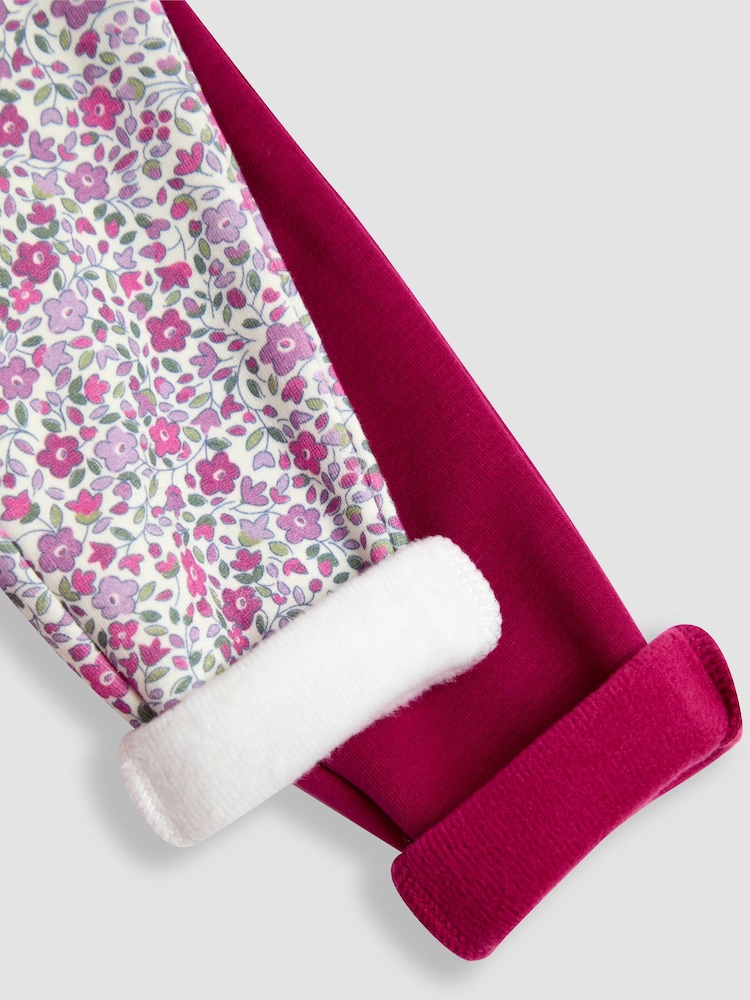 JoJo Maman Bébé Berry Pink Floral Fleece-Lined Printed Leggings 2 Pack - Image 7 of 7 JoJo Maman Bébé Berry Pink Floral Fleece-Lined Printed Leggings 2 Pack - Image 7 of 7