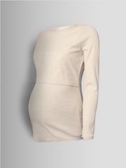 JoJo Maman Bébé Oatmeal 2-Pack Ribbed Maternity & Nursing Top - Image 12 of 15