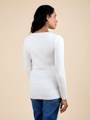 JoJo Maman Bébé Oatmeal 2-Pack Ribbed Maternity & Nursing Tops - Image 3 of 5