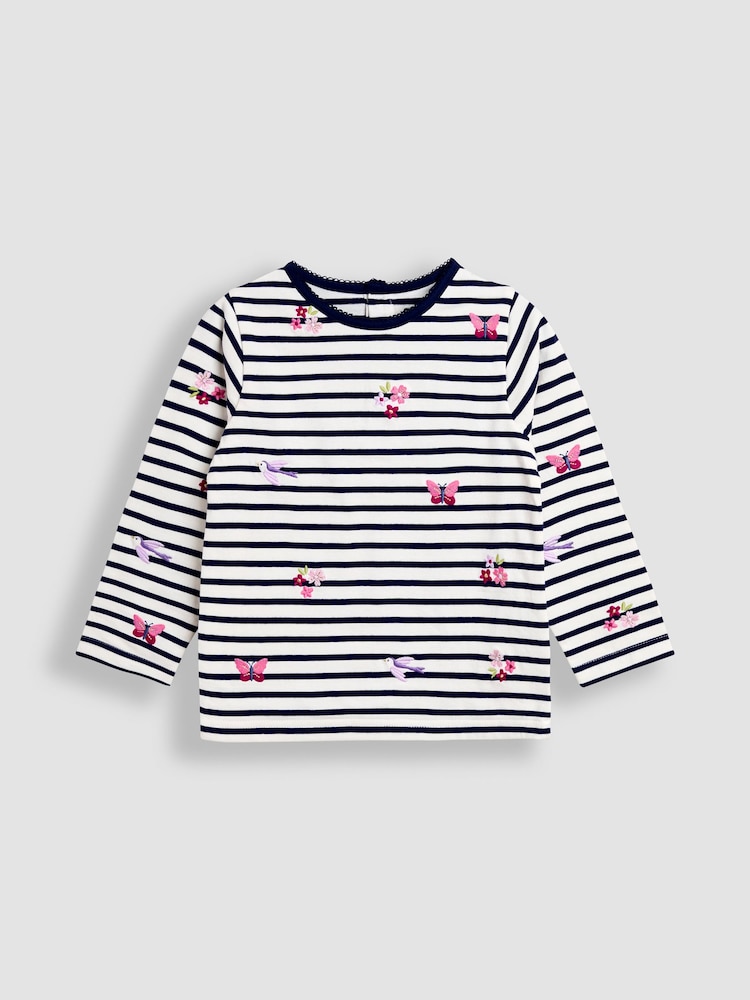 JoJo Maman Bébé Blue Embroidered Top - Image 1 of 4