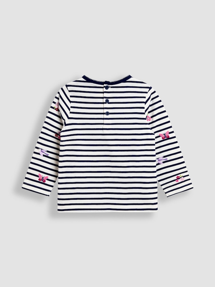 JoJo Maman Bébé Blue Embroidered Top - Image 2 of 4 JoJo Maman Bébé Blue Embroidered Top - Image 2 of 4