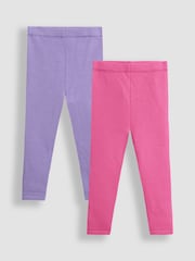 JoJo Maman Bébé Fuchsia Pink Fleece-Lined Leggings 2 Pack - Image 1 of 7