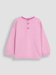 JoJo Maman Bébé Pink Drop Shoulder Stripe Top - Image 2 of 3