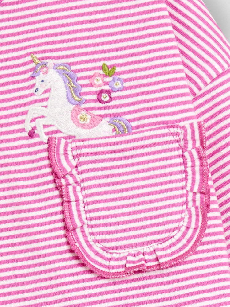 JoJo Maman Bébé Pink Drop Shoulder Stripe Top - Image 3 of 3