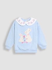 JoJo Maman Bébé Blue Appliqué Collar Sweatshirt - Image 1 of 3