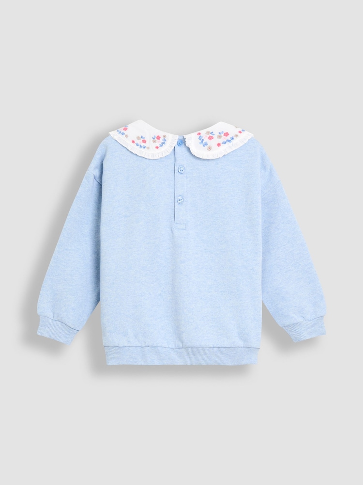 JoJo Maman Bébé Blue Bunny Appliqué Collar Sweatshirt - Image 2 of 3 JoJo Maman Bébé Blue Bunny Appliqué Collar Sweatshirt - Image 2 of 3