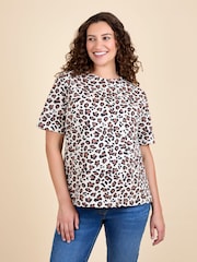 JoJo Maman Bébé Light Brown Oversized Boyfriend Maternity T-Shirt - Image 1 of 4