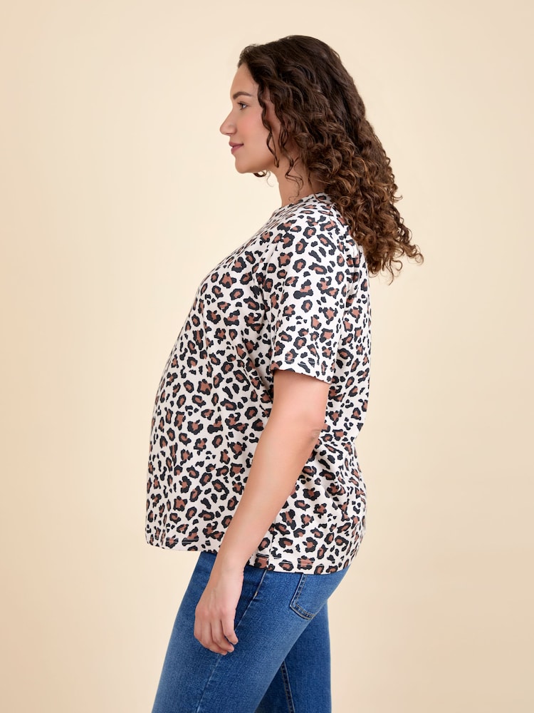JoJo Maman Bébé Light Brown Oversized Boyfriend Maternity T-Shirt - Image 2 of 4
