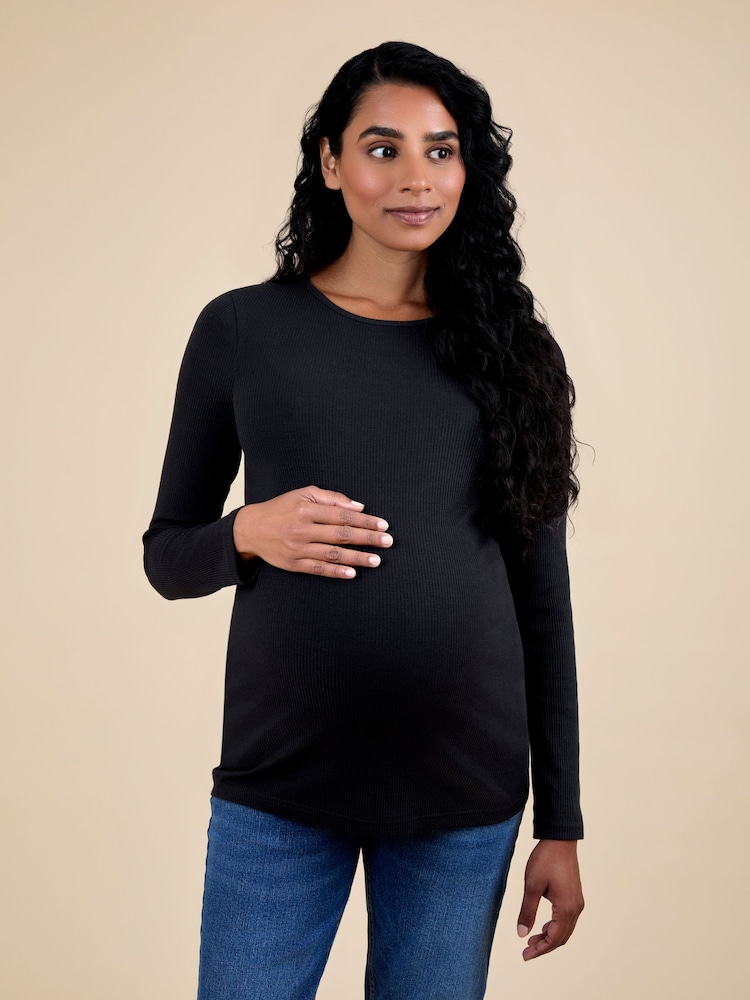 Jojo Maman Bébé Black Ribbed Tops 2 Pack - Image 1 of 4