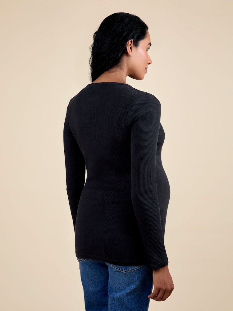Jojo Maman Bébé Black Ribbed Tops 2 Pack - Image 2 of 4
