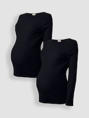 JoJo Maman Bébé Black 2-Pack Ribbed Maternity & Nursing Top - Image 5 of 7