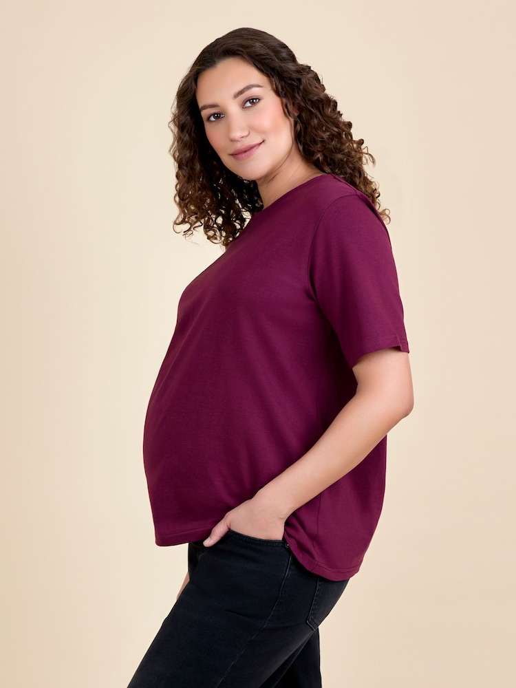 JoJo Maman Bébé Red Oversized Boyfriend Maternity T-Shirt - Image 2 of 4