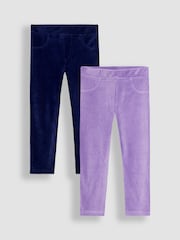 JoJo Maman Bébé Purple Light 2-Pack Jersey Cord Jeggings - Image 1 of 5