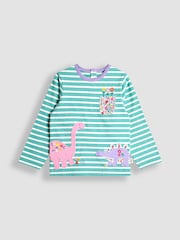 JoJo Maman Bébé Blue Appliqué Stripe Top - Image 1 of 4
