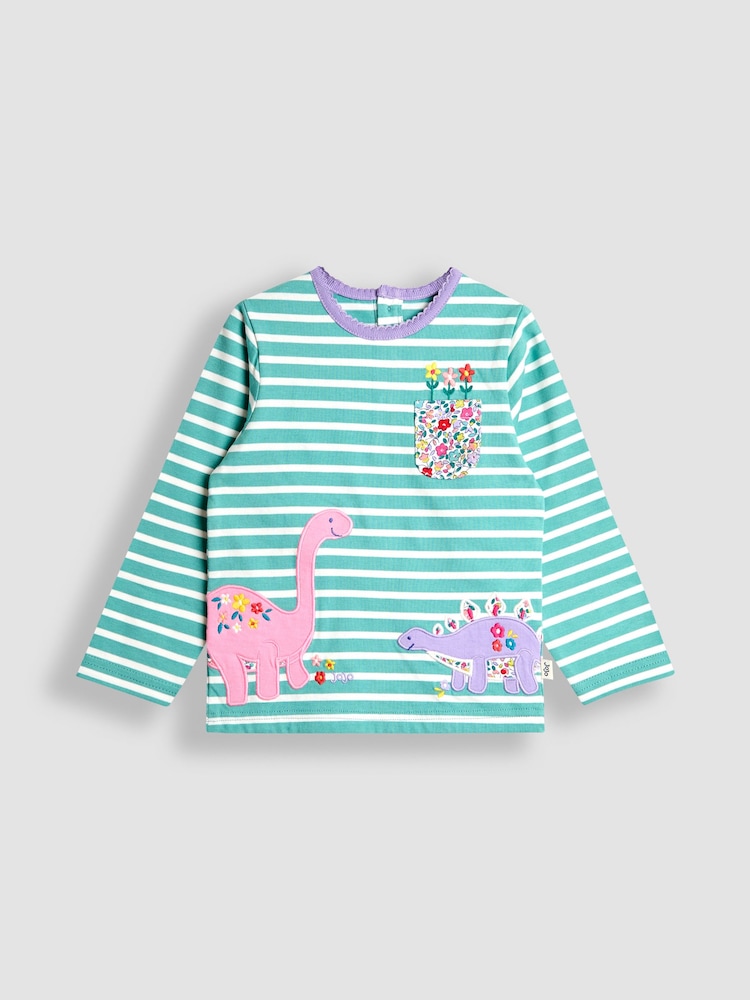 JoJo Maman Bébé Blue Appliqué Stripe Top - Image 1 of 4