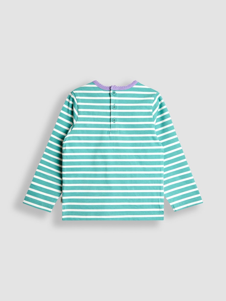 JoJo Maman Bébé Blue Appliqué Stripe Top - Image 2 of 4