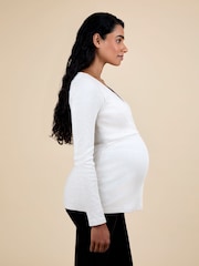 JoJo Maman Bébé Natural Wrap Maternity & Nursing Long Sleeve Ribbed Top - Image 3 of 6