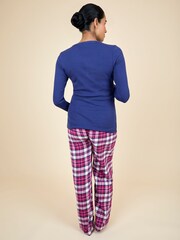 JoJo Maman Bébé Navy Maternity Check Pyjama Set - Image 3 of 5