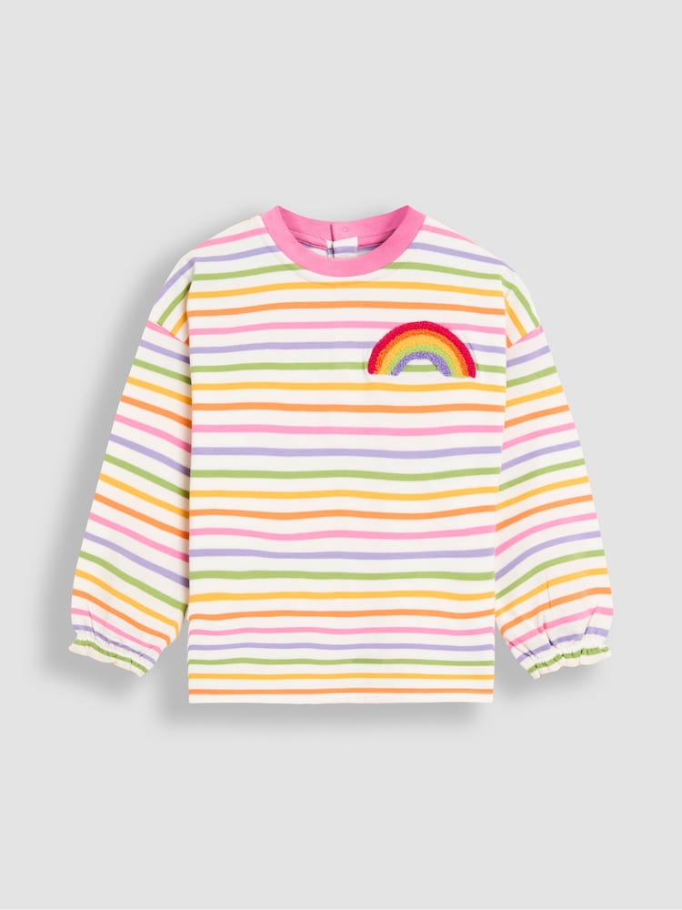 JoJo Maman Bébé Purple Drop Shoulder Stripe Top - Image 1 of 3