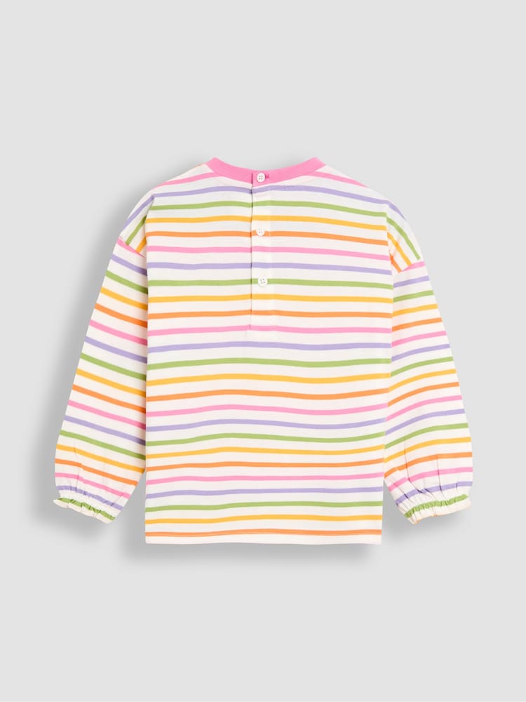 JoJo Maman Bébé Purple Drop Shoulder Stripe Top - Image 2 of 3