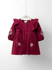 Jojo Maman Bébé Purple Embroidered Dress - Image 1 of 5