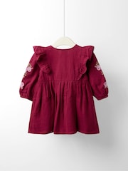 Jojo Maman Bébé Purple Embroidered Dress - Image 2 of 5