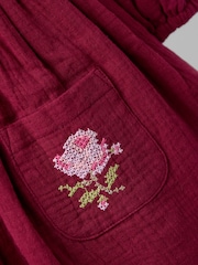 Jojo Maman Bébé Purple Embroidered Dress - Image 4 of 5
