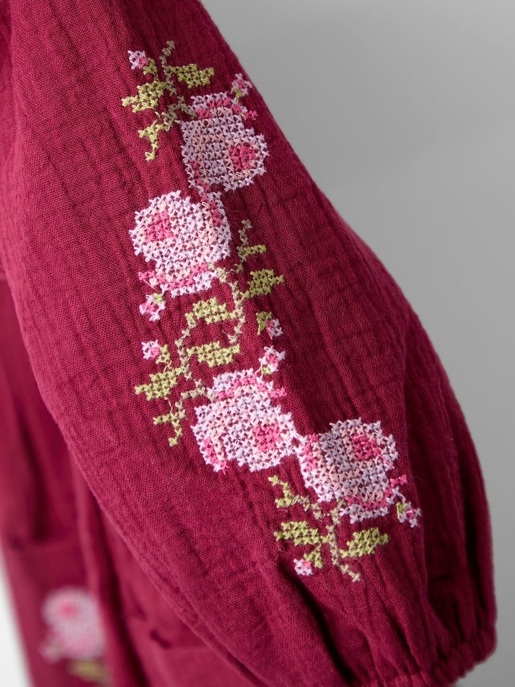 Jojo Maman Bébé Purple Embroidered Dress - Image 5 of 5