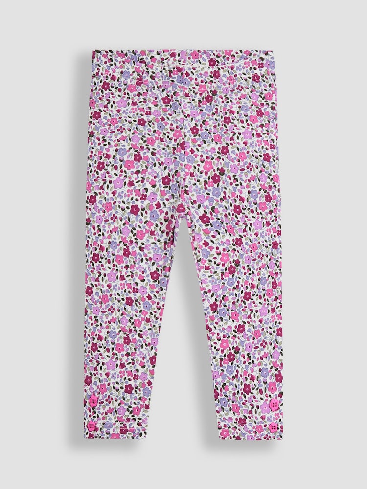 Lila - JoJo Maman Bébé 2-Pack Classic Floral Leggings - Bild 2 von 5