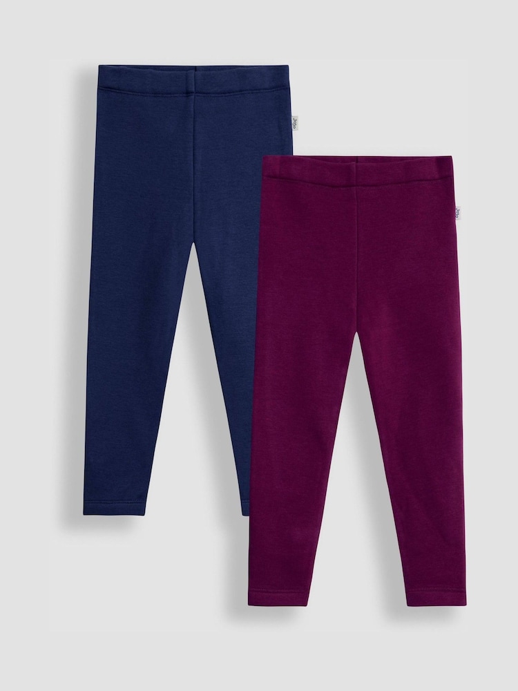 JoJo Maman Bébé Purple Fleece-Lined Leggings 2 Pack - Image 1 of 7 JoJo Maman Bébé Purple Fleece-Lined Leggings 2 Pack - Image 1 of 7