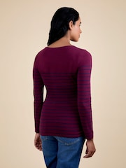 JoJo Maman Bébé Purple Stripe Long Sleeve Maternity & Nursing Top - Image 3 of 5