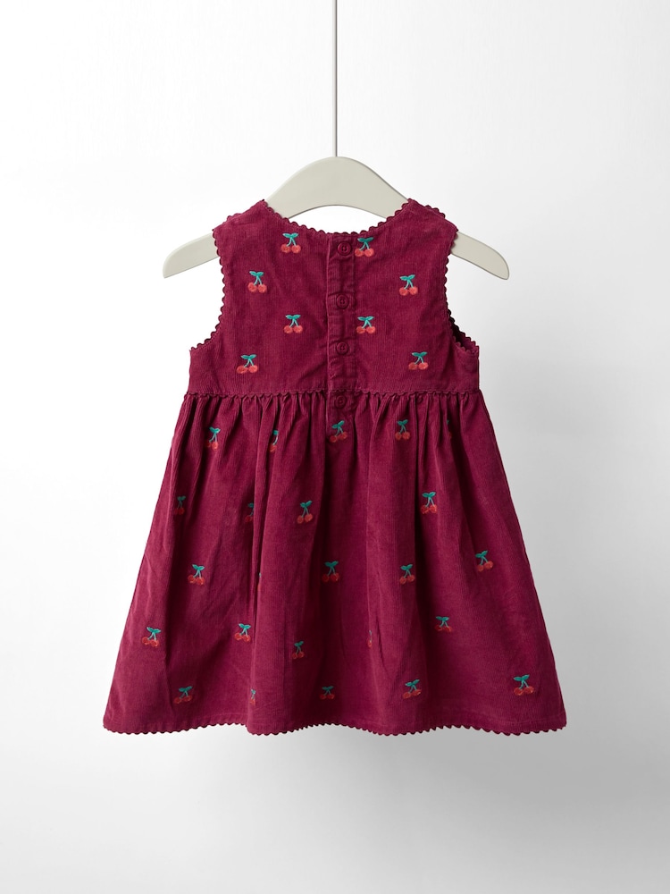 JoJo Maman Bébé Plum Embroidered Cord Pinafore Dress - Image 2 of 4