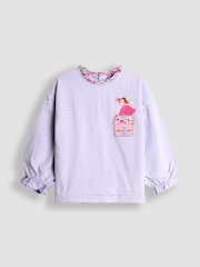 JoJo Maman Bébé Blue Drop Shoulder Stripe Top - Image 1 of 3