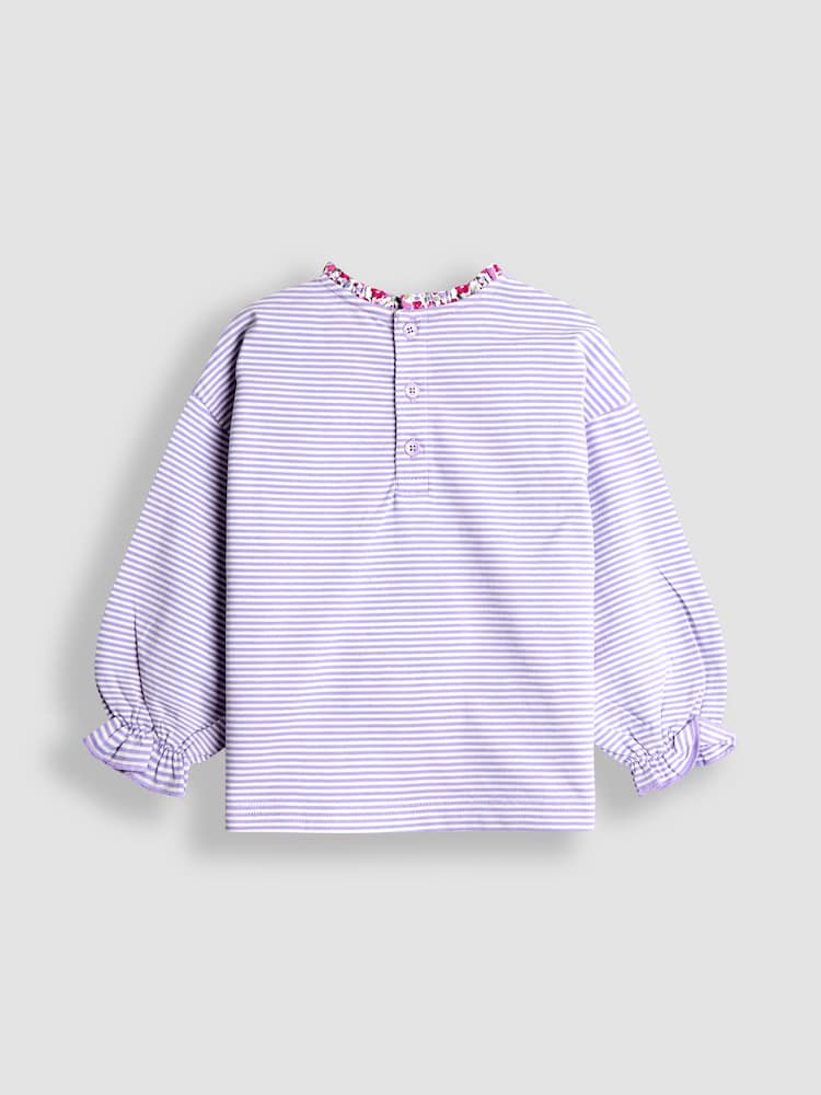 JoJo Maman Bébé Blue Drop Shoulder Stripe Top - Image 2 of 3
