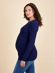 JoJo Maman Bébé Wine 2-Pack Ribbed Maternity & Nursing Tops - Image 3 of 10