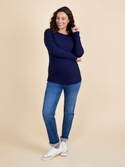 JoJo Maman Bébé Wine 2-Pack Ribbed Maternity & Nursing Tops - Image 7 of 10