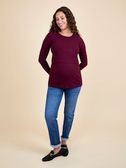JoJo Maman Bébé Wine 2-Pack Ribbed Maternity & Nursing Tops - Image 8 of 10