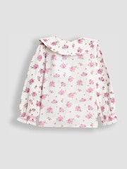 JoJo Maman Bébé Floral Cream Frill Collar Blouse - Image 4 of 6