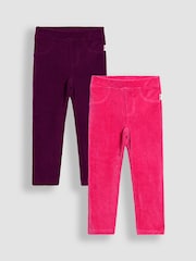 JoJo Maman Bébé Pink Dark 2-Pack Jersey Cord Jeggings - Image 1 of 5