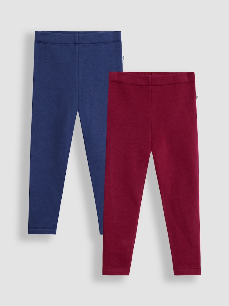 JoJo Maman Bébé Berry Pink Fleece-Lined Leggings 2 Pack - Image 1 of 7 JoJo Maman Bébé Berry Pink Fleece-Lined Leggings 2 Pack - Image 1 of 7