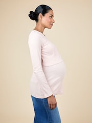 JoJo Maman Bébé Pink 2-Pack Ribbed Maternity & Nursing Top - Image 4 of 15